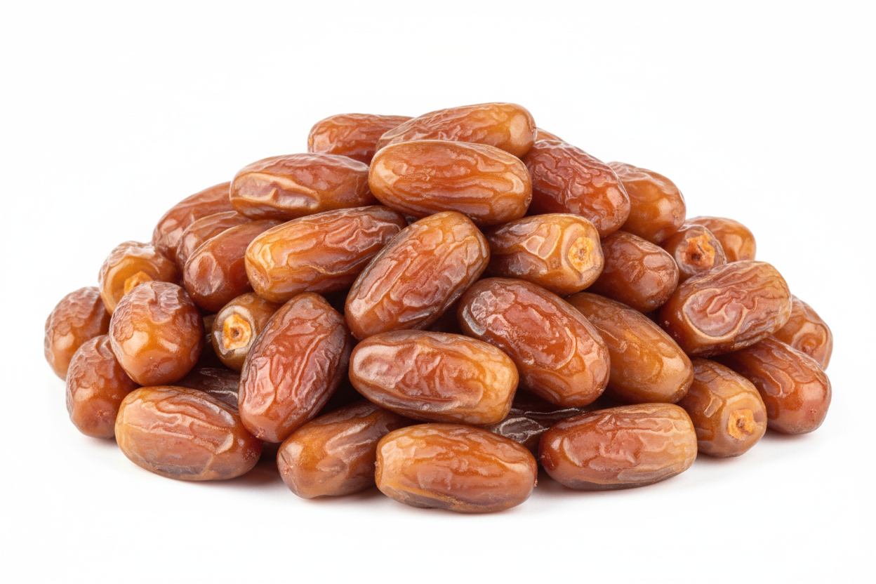 fresh Nour Dates in bulk white backgound